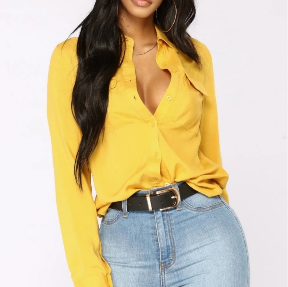 Button down Mustard shirt